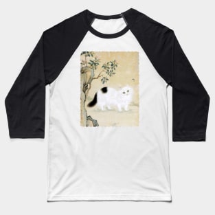 Cat and Butterflies Baseball T-Shirt